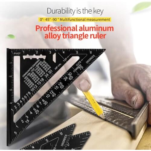 Oblder 7/12inch Metric Triangle Angle Ruler Aluminum Alloy Protractor Woodworking Measurement Tool Building Framing Tools Gauges
