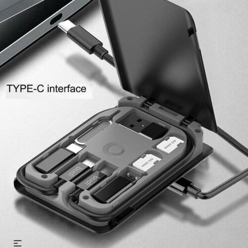 BUDI Multi-function Smart Adapter Card Storage Box 5W Wireless Charging for iPhone Samsung Xiaomi Travel Portable Storage Bag