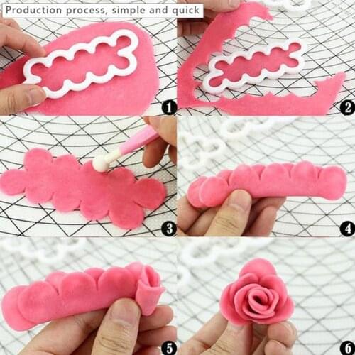 Reusable DIY Rose Printing Petal Flower Cutter Mold Plastic Cake Pastry Accessories Baking Kitchen Fondant Cake Mold N7M3