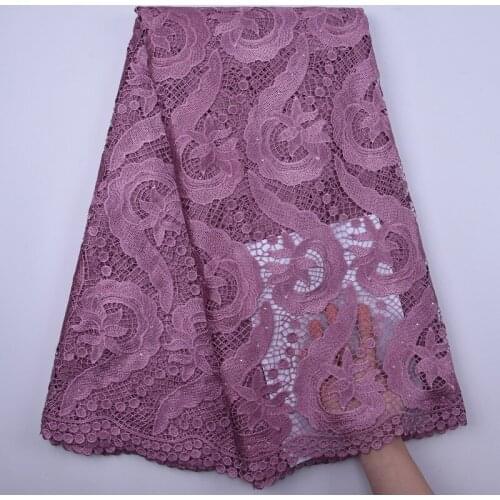 New Arrival Nigerian Guipure Cord Lace fabric African Onion Water Soluble Lace 2020 France embropidery Lace for wedding party