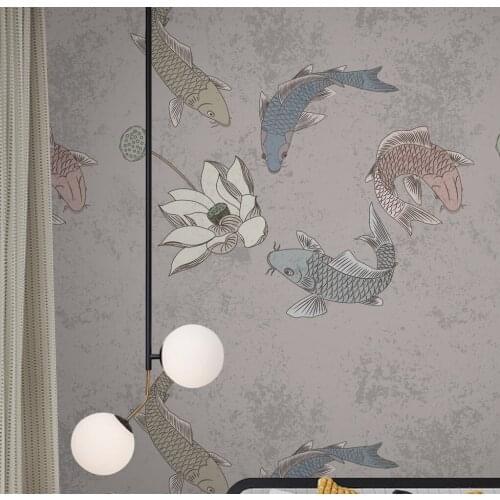 Beibehang custom Lotus carp wallpapers for living room bedroom wallpaper for wall covering mural house decoration kitchen decor