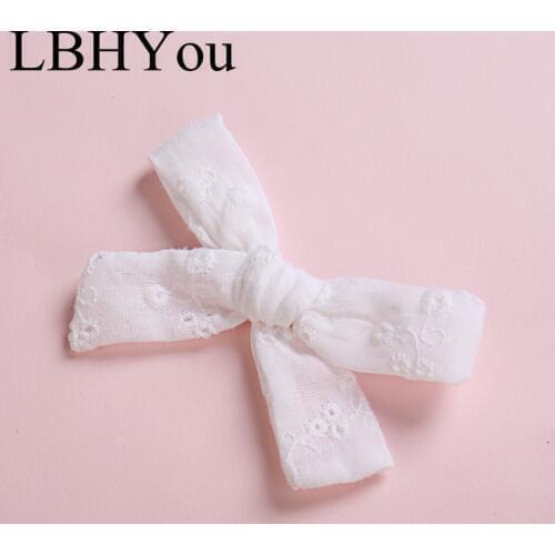 1pcs Handmade Soild Colors Cotton Lace Hair Barrettes School Girls Alligator Clips Hair Bows Newborn Kids Girls Hair Wear