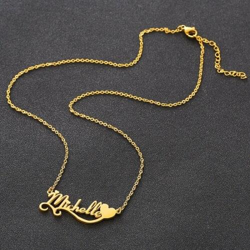 Personalized Name Necklace Custom Name Necklace Custom Love Necklaces Stainless Steel Jewelry Customized Gift for Women Girls