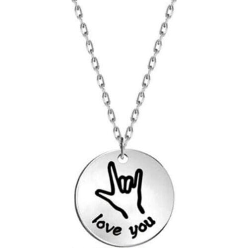 Stainless Steel Love You Round Pendant Necklace Clavicle Pendants Girlfriends Fashion Necklaces for Women Jewelry on The Neck