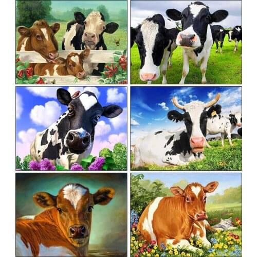 PDMDOG 5D DIY Diamond Embroidery Full Drill Round Square Cow Diamond Painting Cattle Rhinestones Pictures Diamond Mosaic Animal