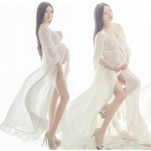 Maternity Dresses for Photo Shoot Women Dress Fashion Maternity Photography Props Maternity Dresses long Chiffon Dress Q112