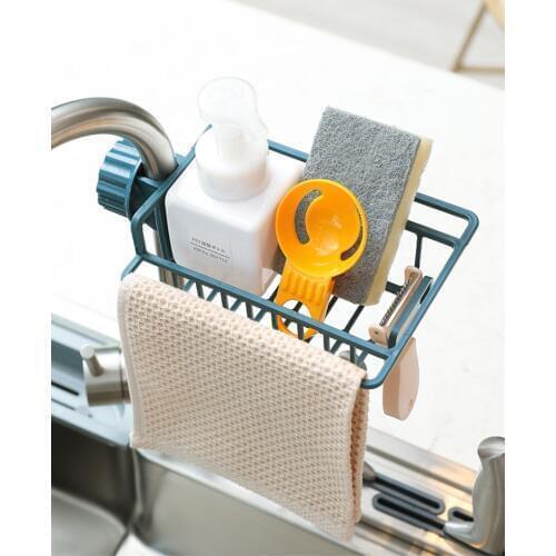 New Stainless Steel Faucet Storage Racks Adjustable Sink Rag Sponge Draining Rack Kitchen Bathroom Soap Storage Holders Shelves
