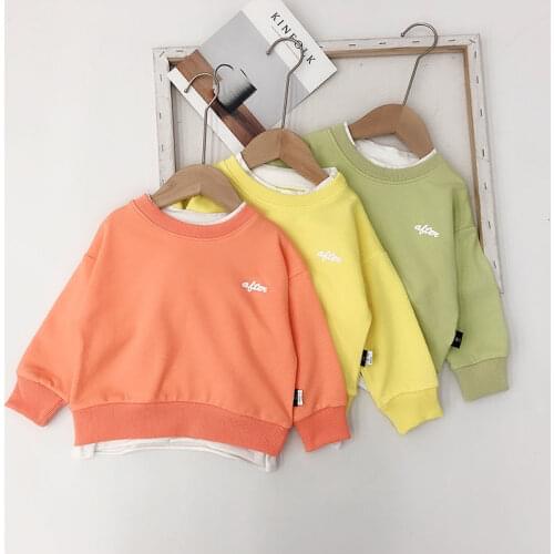 2021 spring and autumn new baby long-sleeved solid color pullover Boys and girls two-piece sweatshirts P4478