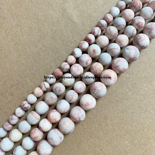 Natural Stone Matte Red Spider Web Picasso Jasper Round Loose Beads 15" Strand 4 6 8 10 12MM Pick Size For Jewelry Making DIY