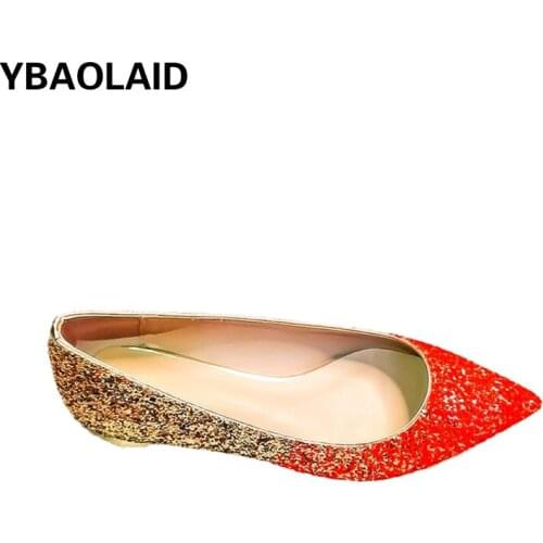 Wedding Shoes Chinese Style Xiuhe Shoes 2021 Spring and Autumn New Pointed Shallow Mouth Sequins Set Feet Flat Red Single Shoes