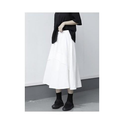 Dark Black Lace drawstring flounce design pure color self-made two wear loose waist skirt