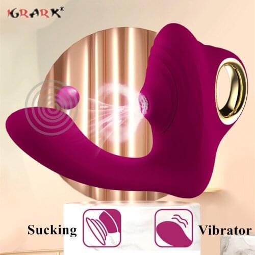 Vagina Sucking Heating Vibrator for Women Double Vibration 10 Speed Stimulate G Spot Clitoris Female Mastrubation Anal Sex Toys