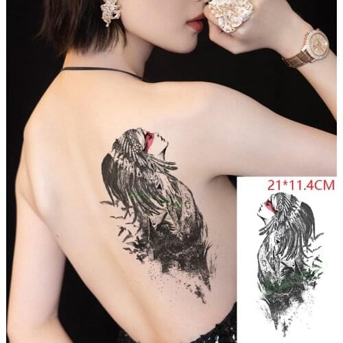 Waterproof Temporary Tattoo Stickers Bird Feather Hat Sexy Girl Head Fake Tatto Flash Tatoo Body Art for Women Men