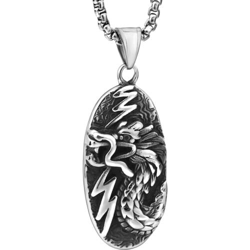 High Qualit 316 Stainless Steel Mens Jewelry Necklace Punk Dragon Pendnant Necklace For Male