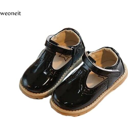 Weoneit Girl Dress Shoes Autumn New Fashion Princess Children Girl Party Solid Pretty School Shoes Round Leather Kids Shoes