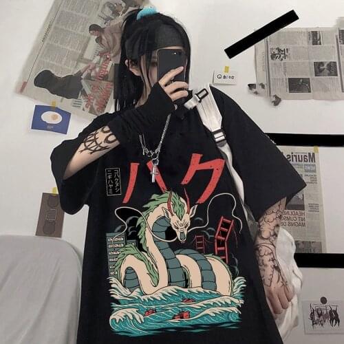 Y2k Tops Gothic Wind Dragon Loose T-shirt Girl New Letter Short-sleeved Graphic T Shirts