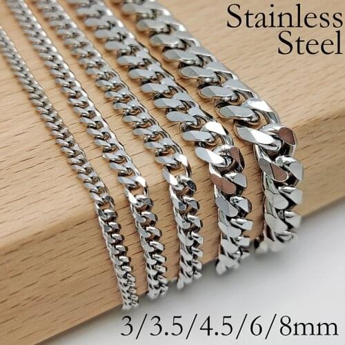 1 Meter - Stainless Steel Cuban Link Chain 316L Tarnish Free Jewelry Bulk Chain for Necklace Bracelet Making Matches Men Women