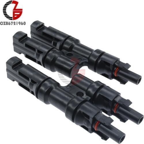 1 Pair Adapter Y Branch T Branch 30A Female Male Connectors for Solar Panel