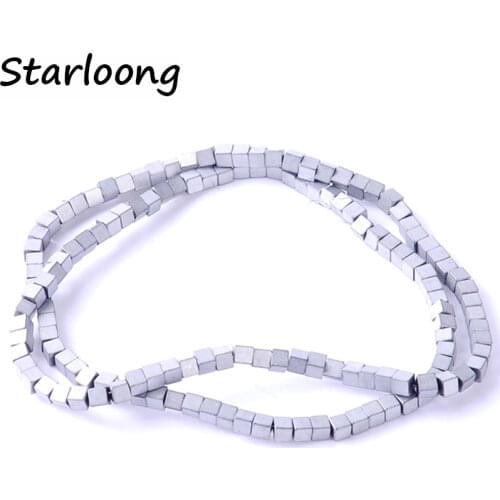 1pack/lot 3mm Natural stone multicolor Matte square shape loose spacer hematite beads for DIY jewelry necklace bracelet making