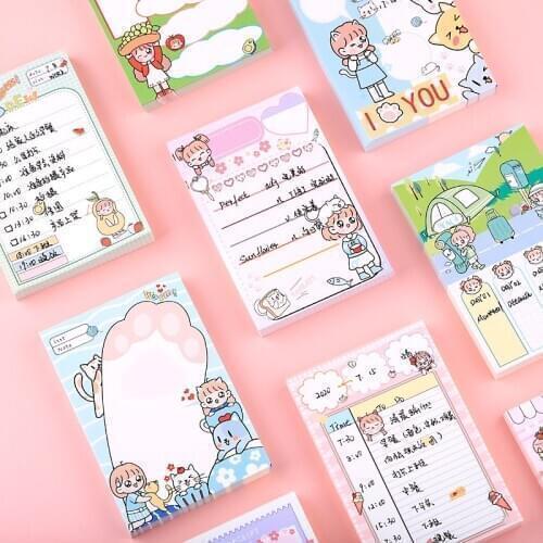 100 sheets/set Cute Girls Daily Life INS Memo Pad Decorative Loose Leaf To Do List Planner Shopping List Stationery Korean