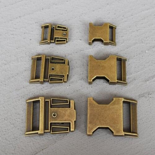 20 Pcs 15/20/25mm Metal Buckle Side Bronze Release Curved Belt Buckle for Bag DIY Paracord Buckles Bracelet Trinket Bracelet