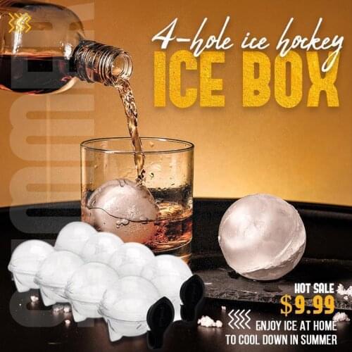 4 Cavity Ice Cube Maker For Ice Flexible Silicone Whiskey Cocktail DIY Round Ice Ball Ice Grid Party Bar Kitchen Accessories