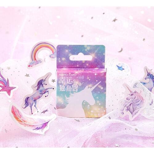 46pcs /Box Dream Starry & Unicorn Adhesive DIY Sticker Stick Label Notebook Album Diary Decor