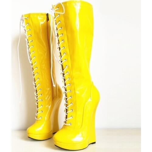 7.08in High Height Womens Sex Boots Party Boots Wedges Heel Knee-High Boots US Size 6-14 No.MT1809