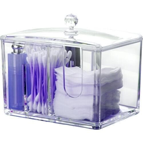 Acrylic Cotton Swab Makeup Box Portable Container Make Up Cotton Pad Holder Cosmetics Organizer