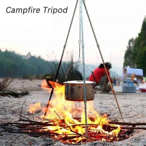 Picnic Campfire Tripod Outdoor Camping Cookware Camping Kitchenware for Advanture Photography Fishing Trekking Hiking Glamping