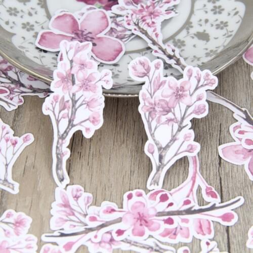 Watercolor Beautiful Pink Peach Blossom Flower Scrapbooking Stickers Plant DIY Craft Floral Decorative Sticker Pack