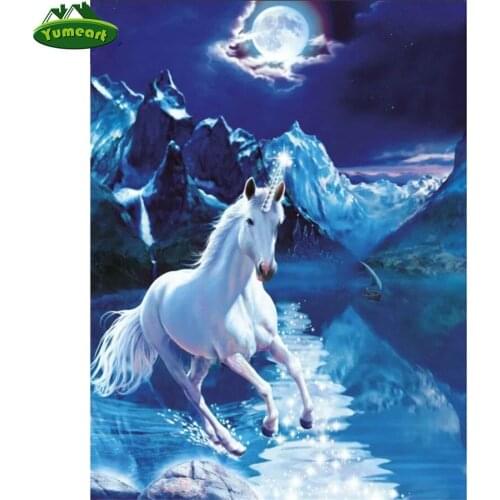 Animal Unicorn Diamond Painting Full Square Drill Mosaic Cross Stitch Running Horse Diy Diamond Embroidery Moon Mountain Horse