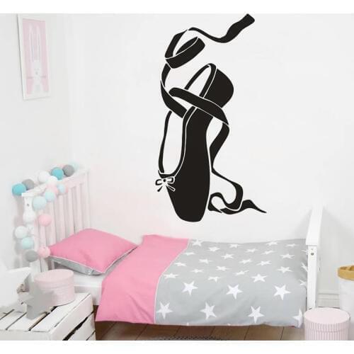 Ballerina Dance Wall Decal Ballet Shoes Vinyl Wall Sticker Ballet Studio Decoration Ballet Dancer Points Wall Murals AC492