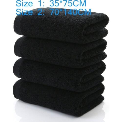 Household Hotel Barber Shop Towel 100% Cotton Non-Fading Black Jacquard Soft Bamboo Fiber Towel Thick Absorbent Towel