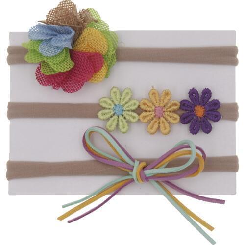 2019 Children Nylon Headbands for Girls Cute Bows Hair Band Soft Elastic Flower Headband for Kids Hair Accessories 3pcs/lot