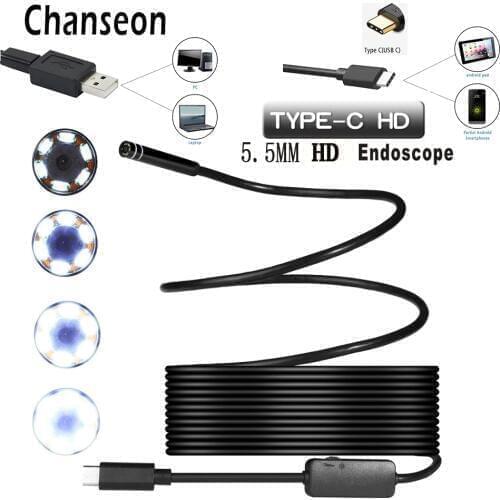 5.5mm HD Android TYPE-C USB Endoscope Camera Waterproof Pipe Inspection Camera Borescope for Huawei Android Phone Borescope