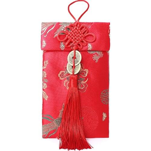 Red Bag Gift Card Envelope Classic New Year 6pcs 10.5X17CM Birthday Wedding Embroidery Creativity Spring Festival Supplies