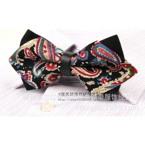 Korean version of male and female gentleman formal dress wedding double-layer fashion British bow tie pointed fancy style