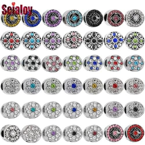 Seialoy 9 Color Rhinestone Round Beads Vintage Style Silver Color Big Hole Beads Fit Diy Bracelets Jewelry Making Accessories