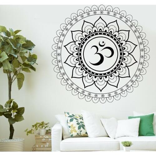 Mandala Wall Stickers Home Decor Living Room Buddha Aum Sanskrit Symbol Vinyl Wall Art Decals Bedroom Removable Wallpaper D989