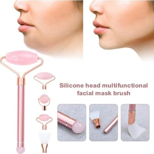 Face Massager Jade Roller 5 In 1 Cleanser Skin Care Microniddle Gouache Scraper Beauty Facial Massage Beauty Skin Tool Girl Gift