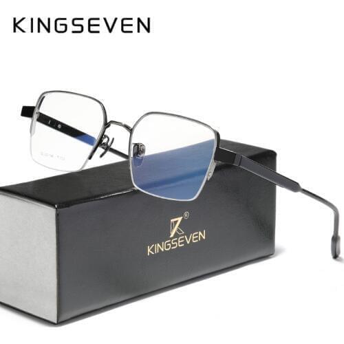 KINGSEVEN Pure Titanium+Acetate Optical Glasses Half Frame Men 2020 Square Myopia Prescription Eyeglasses Male Metal Eyewear