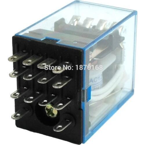 MY4N-J DC 6V 12V 24V 36V Coil Indicator Red LED Electromagnetic Power Relay, 14 Pin