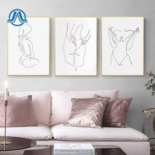 Line Art Poster Sexy Girl Wall Art Print Abstract Canvas Painting Nordic Minimalist Pictures For Living Room On The Wall Decor