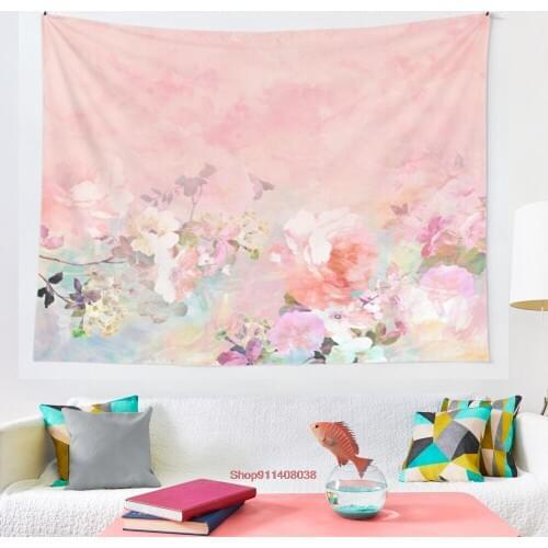 Pastel blush watercolor ombre floral watercolor tapestry witchcraft tapestry Bohemian decoration home decoration Hippie