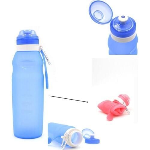Outdoor Food Grade 600ML Foldable Water Bottles Cycling Silicone Collapsible Travel Light Drink Water Folding Bottle