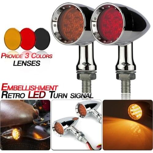 2Pcs Motorcycle Led Motorcycle Turn Signals Red Brake Indicator Lamp Cafe Racer Motorcycle Accessories for Kawasaki Harley Honda