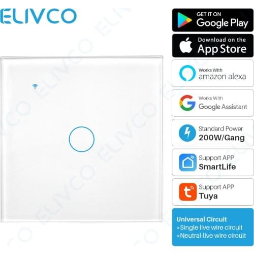 Tuya Smart WiFi Light Switch No Neutral Wire Required Wireless Smart Touch Switch 1 2 3 Gang Woeks With Alexa Google Assistant
