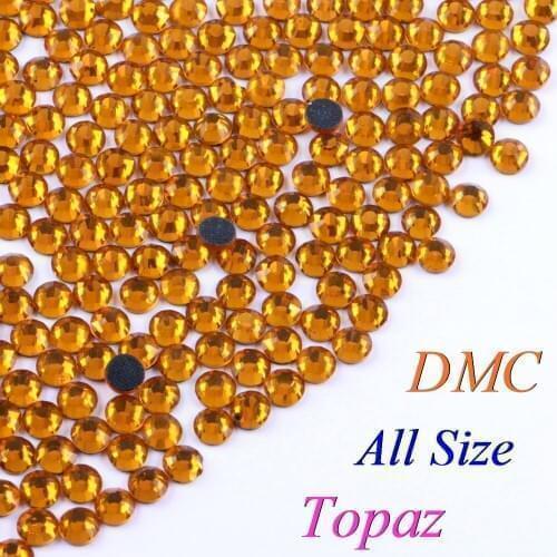 All Size! Topaz, DMC Hotfix Rhinestone Glass Crystals Stones Hot Fix Iron-On FlatBack With Glue