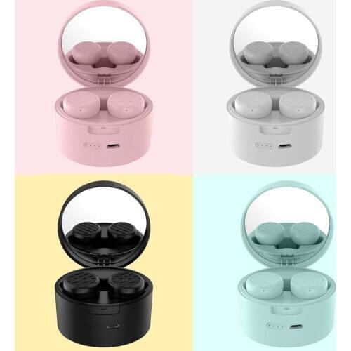 XW-T9 TWS Bluetooth 5.0 Wireless Earphone with Earbuds Storage Box Makeup Mirror